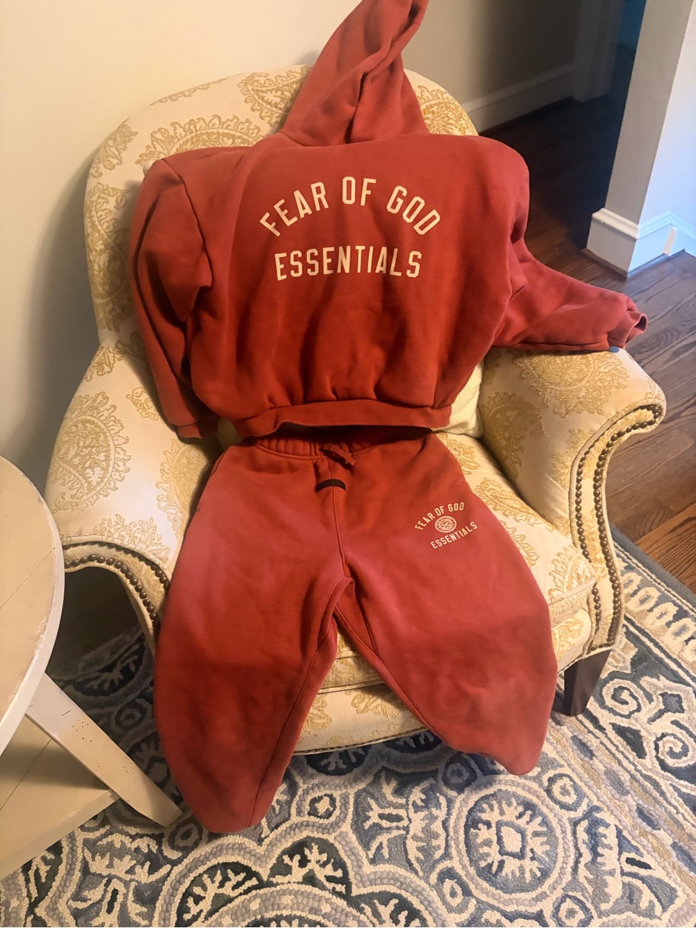 Fear of God Kids Brick Red Hoodie & Sweatpants Set